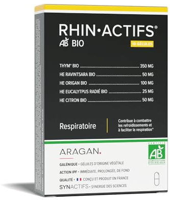 Rhinactifs Bio - Complement Alimentaire Respiration - Vitamine C, Thym, Huiles Essentielles Ravintsara & Eucalyptus, Acérola - 10 Gélules - Fabriqué en France