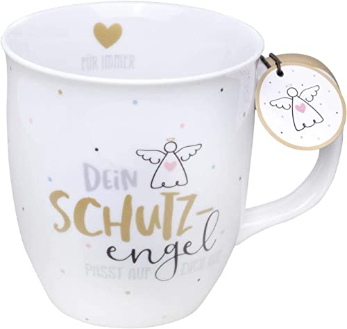 GRUSS & CO Tasse Motiv Dein Schutzengel | Sprüchetasse, Porzellan, 40 cl | Geschenk Schutzengel, Baby | 46627