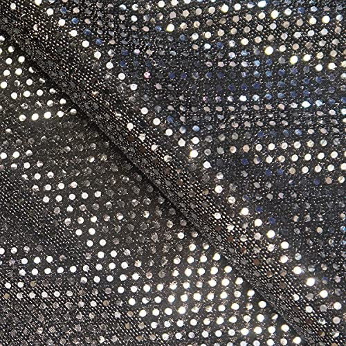 Sequin Fabric Sparkly Shiny Bling Glitter Material Cloth 112cm Wide Drape Craft (Black, Per Metre)