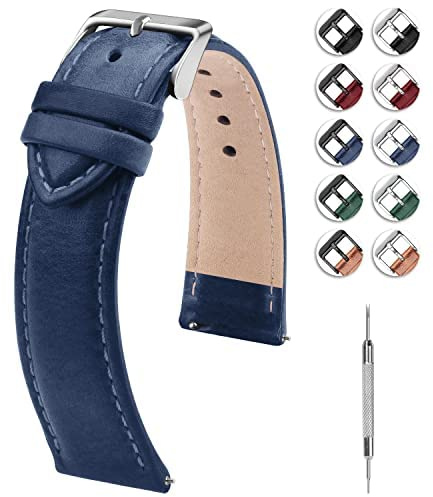 Fullmosa Uhrenarmband für Smartwatch | Damen Herren Leder Uhrenarmband mit Schnellverschluss