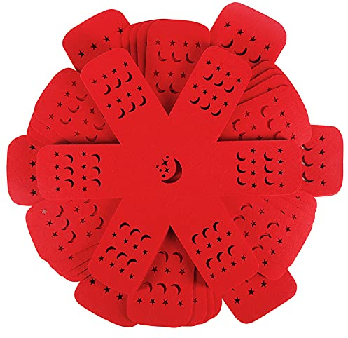 Pan Pot Protectors, Larger and Thicker Pan Separators with Moon and Star,Set of 12 & 3 Different Size, Red Pan Protectors for Stacking to Protect Pots and Pans in Kitchen Cupboard
