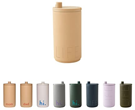 Design Letters Thermobecher 350 Ml Beige | Kaffeebecher To Go BPA/BPS Frei | Thermobecher Kaffee To Go | Trinkbecher Auslaufsicherer, Isolierbecher Edelstahl | Isolierbecher