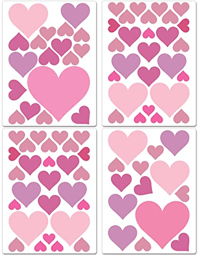 PREMYO 86 Herzen Wandsticker Kinderzimmer Mädchen Jungen - Wandtattoo - Wandaufkleber Selbstklebend Pastell Rosa