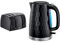 Russell Hobbs 21651 Textures 4-Slice Toaster 21651-Black, Plastic, Black & 26051 Cordless Electric Kettle - Contemporary Honeycomb Design with Fast Boil and Boil Dry Protection, 1.7 Litre, Black