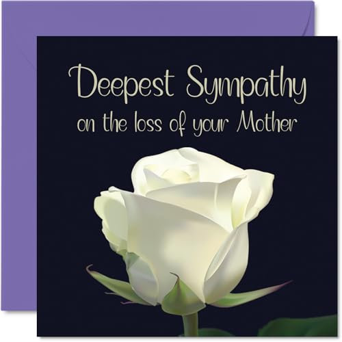 Stuff4 Trauerkarten – Deepest Sympathy On The Loss Of Your Mom – Floral Rose Sorry Trauer Trauer Trauer Karten Erwachsene 145 mm x 145 mm Kondolenzen Karte Blumen Trauer Trauer Trauer Grußkarten