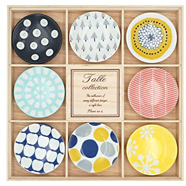 KIKYOUYA Keramik-Vorspeisen-Teller, kleine Teller für Kuchen, Dessert, hergestellt in Japan, mit Geschenk-Box, Verpackung für Familienessen, 8 Stück