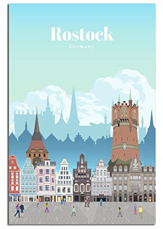 Vintage Rostock Germany Reiseposter Leinwand Wandkunst Poster Dekor Malerei Poster