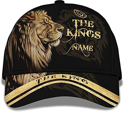 Herren Damen Basecap Mode Baseball Kappe Mütze Leicht Abwaschbar Baseballkappe Für Wander Sport Draussen Bedruckter Löwe Personalisiert – Wildlife Lovers Fabric Wild Animal Design The King Back