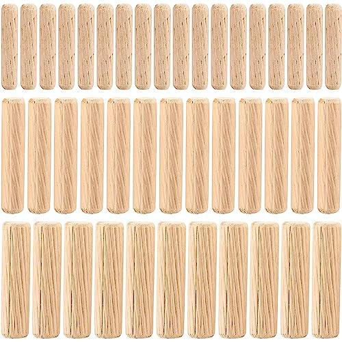 Assorted Wooden Dowel Rods by Smith’s® (90 Pack / M6, M8, M10) | Unfinished, Natural, Organic Grooved Fluted Woodwork Pins | Tapered & Ribbed | FSC Approved | for Craft, DIY, Carpentry
