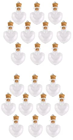 20 ampollas de cristal de corcho con forma de corazón