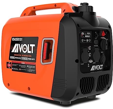 AIVOLT Generador Gasolina 1400W/1900W Generador Inverter Silencioso con Salidas de CA 230V y 2 USB Tipo-A Generador de Electricidad para Camping Exterior (3000W)