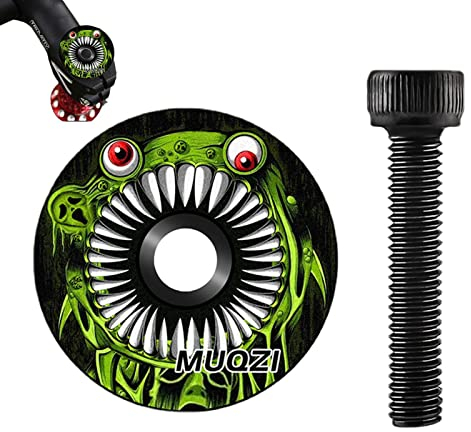 MUMIAO Headset Cap - 3D Embossed Bicycle Bowl Set Cover - Lightweight Bolt Cap Covered Bicycle Aluminium Headset Top Cap & Bolt for Bikes Road Bike Mountain Bike