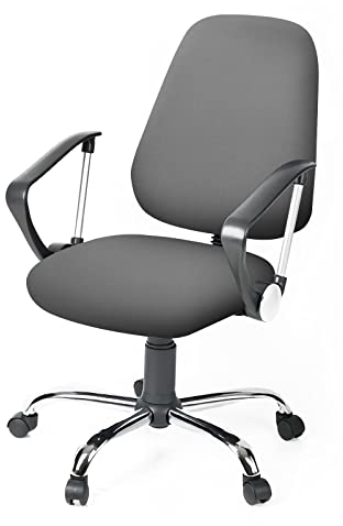 Lollanda 1 Stück Bürostuhl Bezug, Universal Stretch Stuhlhussen, Drehstuhl Covers Abnehmbare Waschbarer Stretch Elastische, Bürostuhlabdeckung für Office Computer Sessel Armlehnen (Grau)