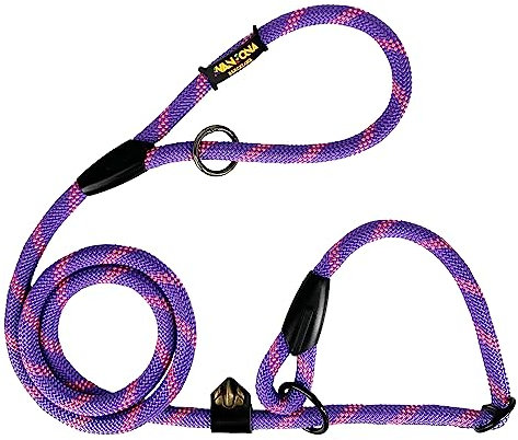 Laisse pour Chien en Corde avec Collier Matingale, Anti-Traction. 160M. Violet avec Rose