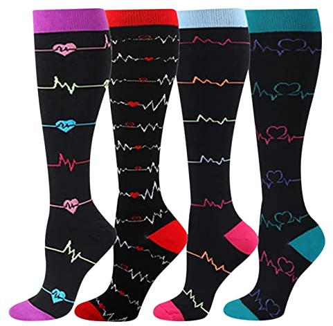 Fulidngzg Compression Socks Women Men, Laufen Stützstrümpfe Reise Kompressionssocken Bunt Laufsocken High Calf Kompressionsstrümpfe Klasse 2 Trombosestruempfe Reisestrümpfe Kompression