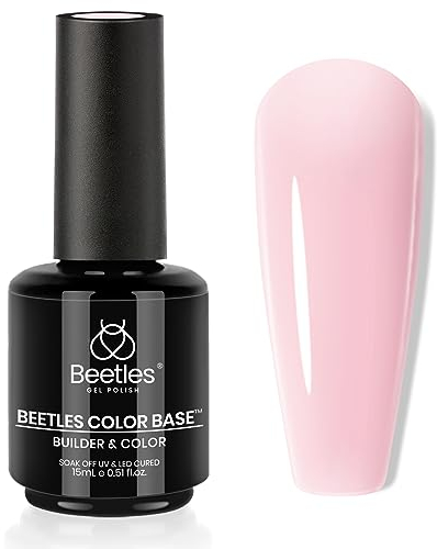 Beetles Gel Nagellack 15ml Porzellan Puppe, 3 in 1 Farbe Unterlack Uv LED Lampe Erforderlich Gummi Unterlack UV Gel Nagellack für Nägel, Color Base Coat Nacktes Rosa