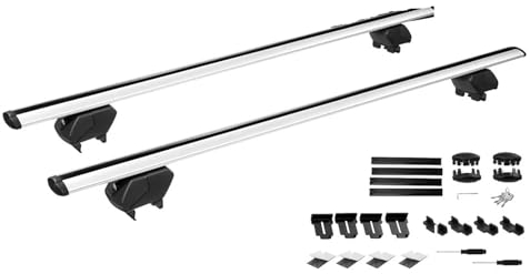Dachreling Dachträger Universal-Gepäckträger, Dachträger, Querträger, Querträger, Schienenhalter, 150 kg Last, für 4-türiges Auto/LKW/SUV 53 Zoll Relingträger