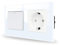 JIMEIDA Lichtschalter mit Steckdose Weiß Unterputz 1 Fach 1 Weg Glas Steckdose Taste Schalter Wandschalter Kristall Kippschalter 157 * 86MM,10 Amp,250 V