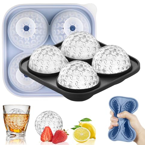 Cooltto Eiswürfelform Silikon Eiswürfelbehälter mit Deckel Ice Cube Tray Eiswürfel Form Groß Golfball Eiswürfelformen - Schwarz + Blau