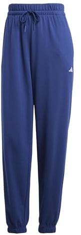 adidas Damen Essentials SMALL Logo French Terry Cuffed Pants, Dark Blue/White, M