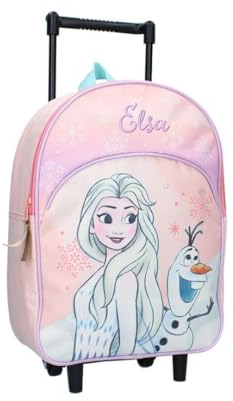 mybagstory - Sac à Dos pour Enfant Trolley – La Reine des Neiges - Rose - Enfant - Ecole - Maternelle - Garderie - Fille - 33 cm - Bretelles réglables – roulettes – Idée Cadeau - pêche