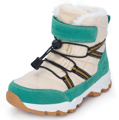 Stivali da Neve Bambini Scarpe Invernali di Lana Calde Antiscivolo Traspirante Escursionismo Scarponi da Ragazzi Verde 38
