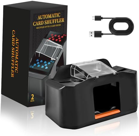 1/2 Decks Rechargeable & Low Noise Card Shuffler, Automatic 2000mAh Battery Shuffler Machine for UNO, Casino Poker, Texas Hold'em, Playing Card Games