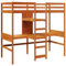 vidaXL Hochbett, Holzbett mit Schreibtisch Ablagen, Bettgestell mit Lattenrost Rausfallschutz, Bett für Kinder Jugendliche Erwachsene, Braun 90x200cm Massivholz Kiefer