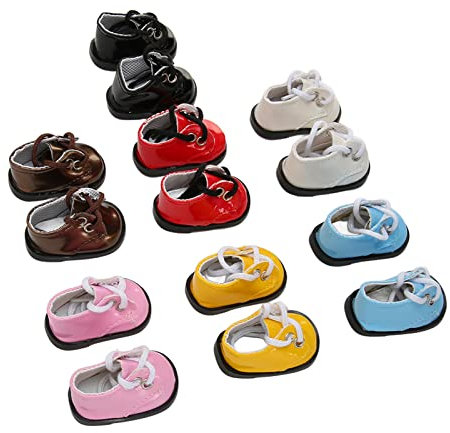 Fyearfly Puppenschuhe, PU-Lederschuhe für 20 cm große Puppen, 7 Paar helles Leder, lässig, mit Kugelgelenk, Plüschpuppenkleid, Schuhe