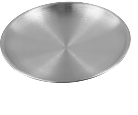 Drhomeam Piatti piani in acciaio inox, diametro 14/17/20/23/26 cm, classici, rotondi per colazione, pranzo, portata, cucina, campeggio, barbecue
