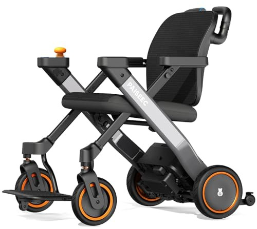 Paiseec Electric Wheelchair, Lightweight Foldable Powered Mobility Chair for Adults, 16 Miles Range, Folding Wheelchair, Push-Assist Technology, Works as Rollator