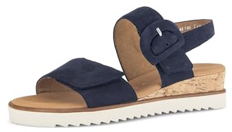 Gabor Damen Riemchensandalen, Frauen Sandalen,offene schuhe,strandschuhe,sandaletten,sommersandalen,absatz,blue (Kork/creme),37 EU / 4 UK