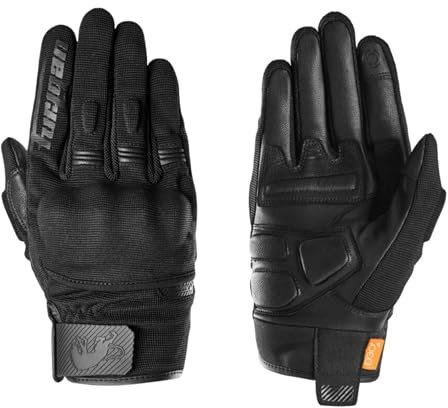 Furygan Jet D3O Evo - Gants de Moto Homme - Paume 100% Cuir - Confort - Gants d'été - Respirant & Léger - Compatibles écrans - Touch Screen, Noir