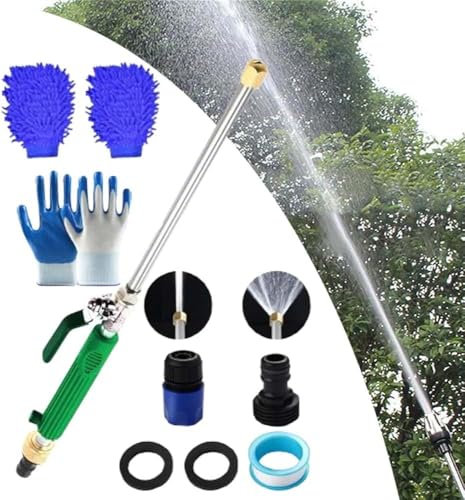 Jetsono - Jetson High Pressure Water Gun, Jet Sono Pressure Washer, with 2 Jet Different Nozzle and Hose Quick Connectors,Portable Washer Wand for Garden (Green)