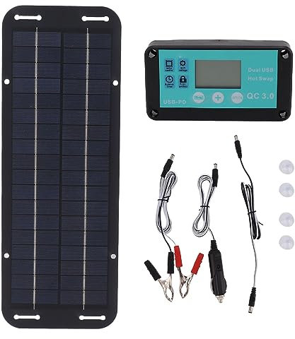 Kit de panneau solaire à haute efficacité 20 W avec contrôleur MPPT imperméable pour véhicule à domicile RV Camping ABS Black 34.5x12,5 cm