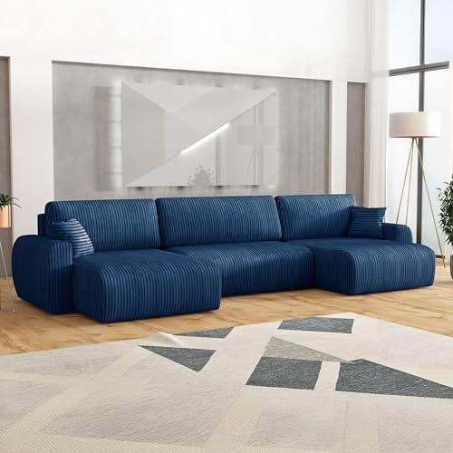 Imebel Ecksofa mit Schlaffunktion 315x142x87 cm - Schlafsofa Ecksofa im Modernen Stil für 5 Personen - Bequeme Schlafcouch U-Form - Sofa mit Bettkasten - Eckcouch mit Bettfunktion