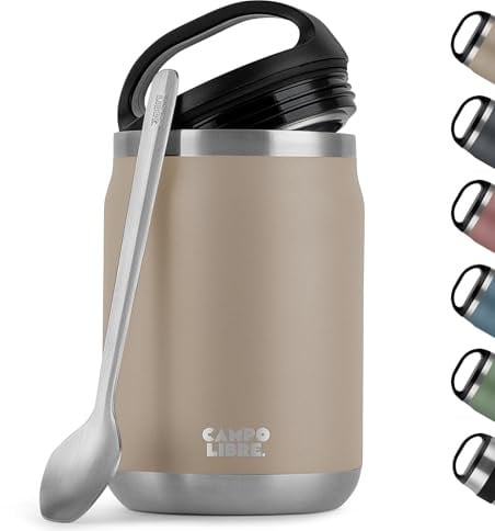 Campo Libre.® Food Flask 800ml – Insulated Lunch Box with Spoon, BPA-Free Hot & Cold Food Container for Soup, Porridge, Baby Food, Camping or School – Leakproof & Ideal for On-the-GO