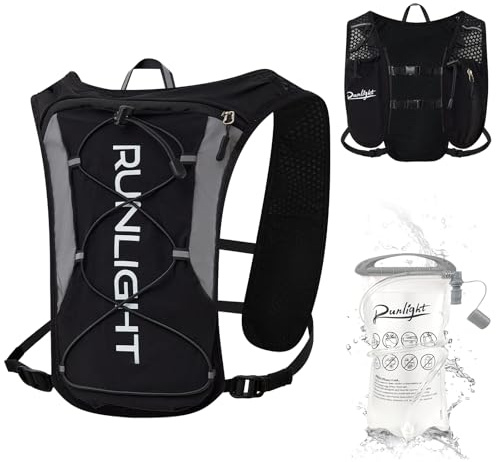Running Vest Women Men,Night Reflective Hydration Vest Pack with 1500ml Soft Water Bottle,Adjustable Hydration Vest For Hiking Trail Cycling Marathon