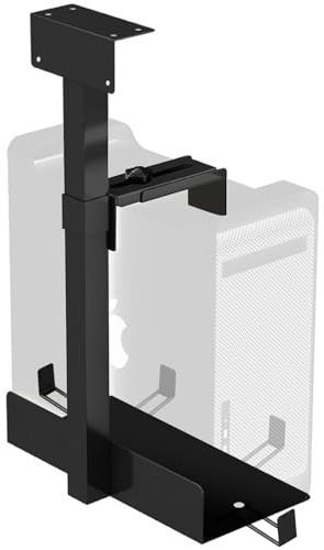 PC Halterung Unter Schreibtisch – Computer Aufhängung Halter für Untertisch, Vollständiges Stahlmaterial, Robuste Halterung Höhe Verstellbar 54,5 cm bis zu 35 Kg für den Meisten Hosts