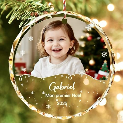 Bemaystar Mon Premier Noel Décorer Le Sapin 2025 - Boule de Noel Personnalisée avec Prénom et Date, Cadeau pour Les Nouveau-nés, Nouveau-Né Parents,Mon Premier Noel