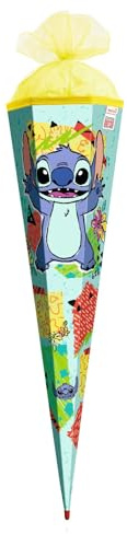 ROTH Motiv-Schultüte 100 cm groß - Disney Stitch, 6-eckig mit Rot(h)-Spitze und Tüllverschluss, Disney XXL-Zuckertüte für den Schulanfang