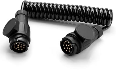 Erato Câble de rallonge de remorque 13 vers 13 Broches 2m mâle vers mâle | Spiralé Câble d'extension Faisceau de câble pour Voitures SUV camions caravanes Camping-Cars vélos