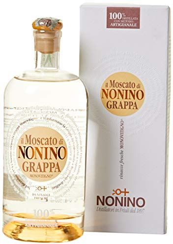 Distillerie Nonino dal 1897, Grappa Monovitigno Moscato 41°, elegante, aromatica con sentore di rose, salvia e vaniglia - Bottiglia in vetro da 500 ml