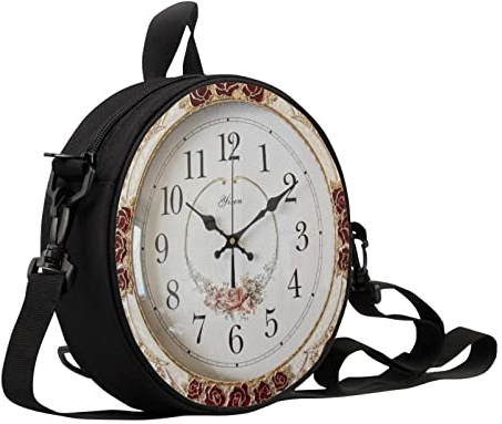 Sannovo Damen Handtasche mit rundem Uhr-Design, mit Reißverschluss, niedliche Schultertasche, Farbe 8, Large