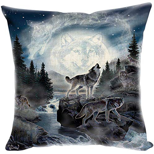YISUMEI Kissenbezug 40x40 cm Home Decor Sofa Werfen Kissenbez¨¹ge Pillowcases Mond Wolf