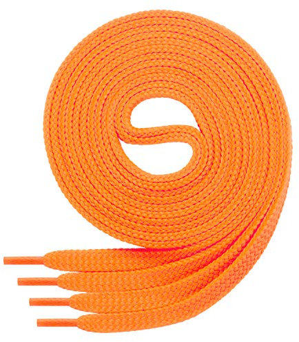 Di Ficchiano 1 Paar SCHNÜRSENKEL neonorange flach 7mm breit für Sneaker Sportschuhe Lederschuhe - flache Schuhbänder sehr reißfest - Shoe Laces Farbe: neonorange 70cm