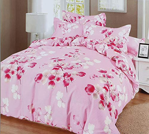 cushion mania Duvet Cover Set with Pillowcases – Soft 90 GSM Microfibre Quilt Cover Bedding, Lightweight & Machine Washable (Pink Branches, Double)
