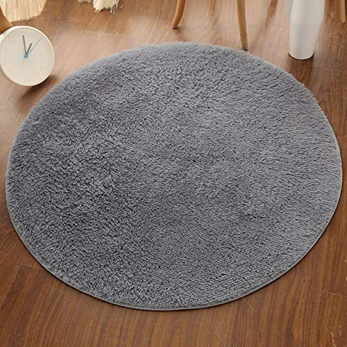 Teppich Runder Shaggy Zimmerteppich Waschbar Sitzkissen Teppich für Kinderzimmer, Schlafzimmer, Wohnzimmer Silbergrau Durchmesser 40cm