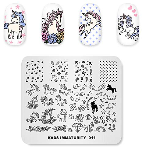 Stamped Plate Dream Nail Einhorn Crystal Flower Stamped Pattern Multi-Pattern Druckbild Nail Art Stamper Schaber Nail Tool
