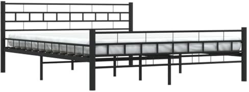 vidaXL Bettgestell Bett Doppelbett Metallbett Bettrahmen Lattenrost Schlafzimmerbett Schlafzimmermöbel Ehebett Schwarz Stahl 160x200cm